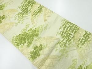 アンティーク　楓に笹・蛇籠模様織出し袋帯（材料）